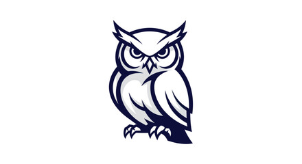 Stylized owl illustration graphic design of a majestic bird on white background