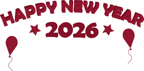 Happy New Year 2026 3D Typography Design, Golden 3D New Year Text Style, 3D Festive New Year Greeting Typography, Shiny Metallic 3D Happy New Year Title, New Year 2026 3D Lettering Artwork, Luxury 3D 