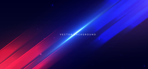 Abstrct geometric diagonal overay on blue and red background with copy space for text.
