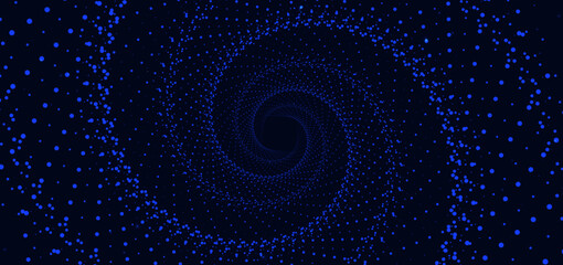 Futuristic glowing dotted blue on dark background. Technology big data network.