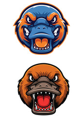 Angry Platypus Monster Head with Sharp Teeth and Open Mouth