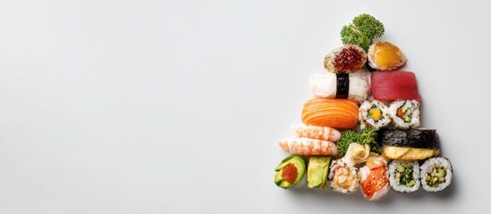 Obraz premium Sushi food pyramid promoting healthy eating and balanced diet