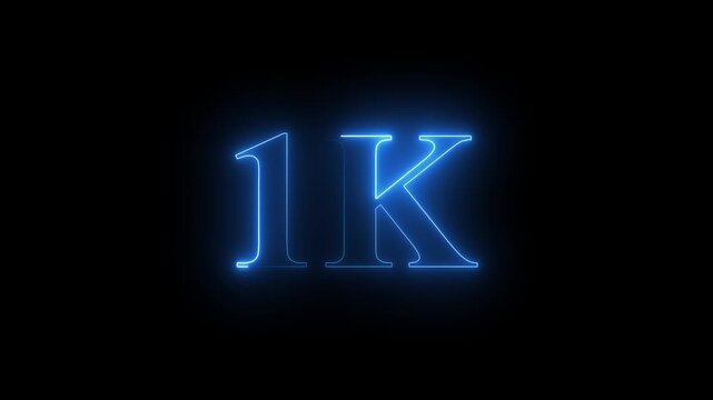1K.Congratulations. subscribers. neon number. Alpha channel animation in Easy to put into any video. neon 1k Follower neon Text And Firework Animation Subscribers.