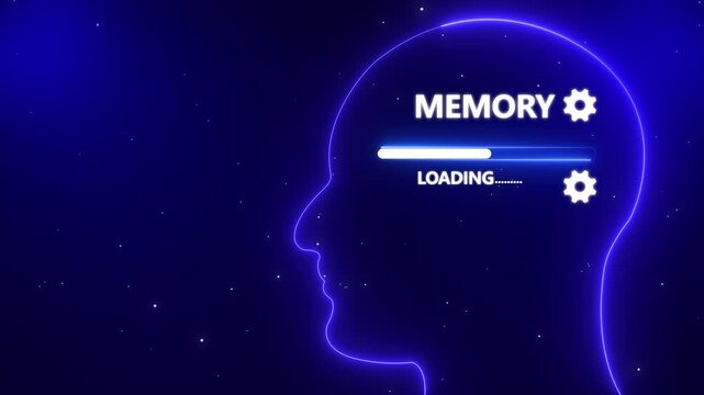 Human Head Profile With Memory loading in Mind. Business creativity and Innovation concept. Abstract Illustration for creative thinking, strategic planning technology, and Futuristic vision.