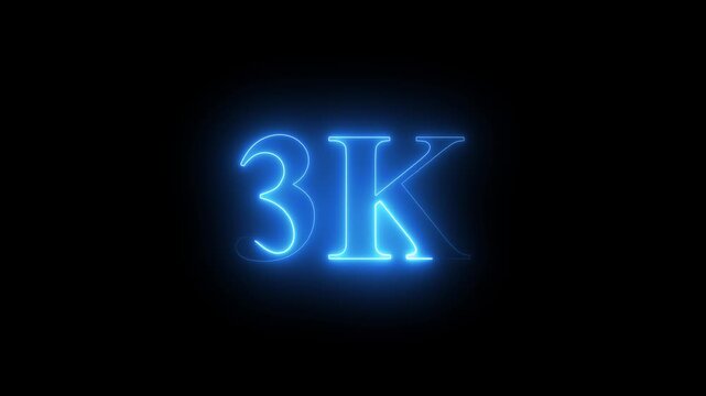 3K.Congratulations. subscribers. neon number. Alpha channel animation in Easy to put into any video. neon 3k Follower neon Text And Firework Animation Subscribers.