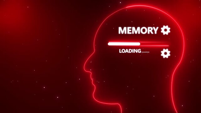 Human Head Profile With Memory loading in Mind. Business creativity and Innovation concept. Abstract Illustration for creative thinking, strategic planning technology, and Futuristic vision.