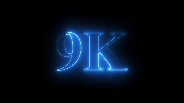 9K.Congratulations. subscribers. neon number. Alpha channel animation in Easy to put into any video. neon 9k Follower neon Text And Firework Animation Subscribers.