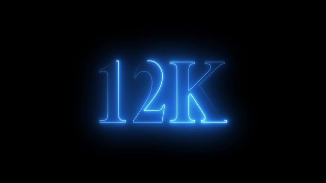 12K.Congratulations. subscribers. neon number. Alpha channel animation in Easy to put into any video. neon 12k Follower neon Text And Firework Animation Subscribers.