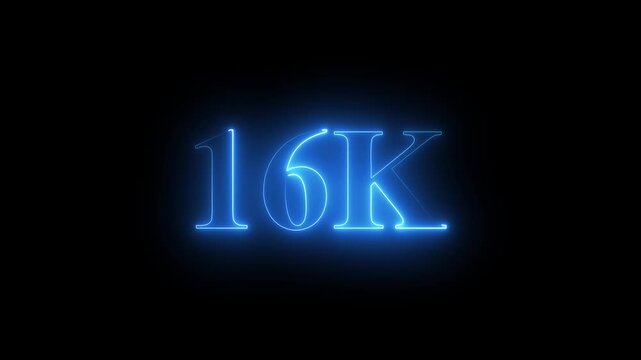 16K.Congratulations. subscribers. neon number. Alpha channel animation in Easy to put into any video. neon 16k Follower neon Text And Firework Animation Subscribers.