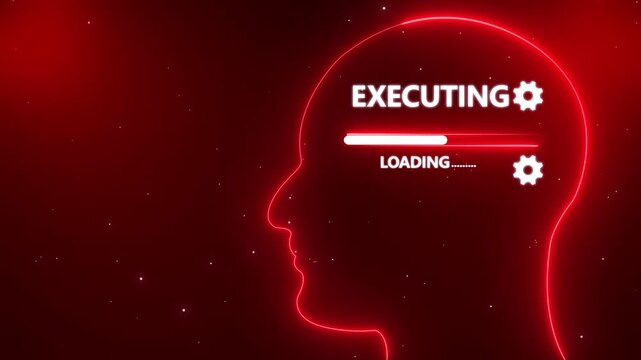 Human Head Profile With executing loading in Mind. Business creativity and Innovation concept. Abstract Illustration for creative thinking, strategic planning technology, and Futuristic vision.