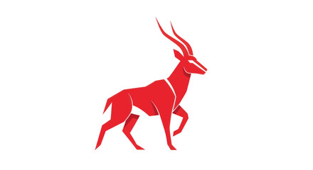 Stylized red antelope silhouette on white background for design elements