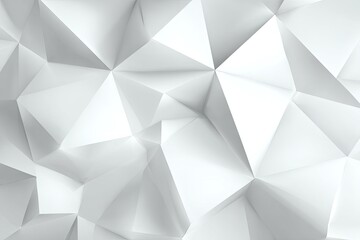 Fototapeta premium Abstract, geometric, textured background with varying-sized, interconnected, triangular planes in white