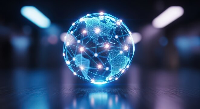 Global Network Connections Digital Globe Futuristic Technology.