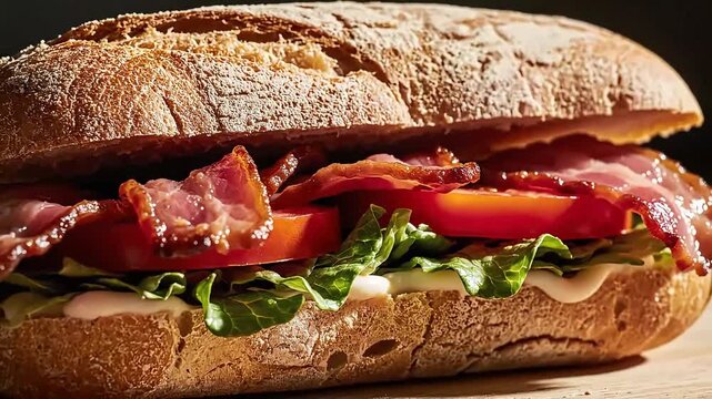 Delicious BLT Sandwich with Crispy Bacon and Fresh Vegetables.