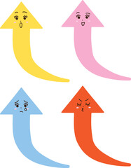 4つの表情の矢印キャラクターセット