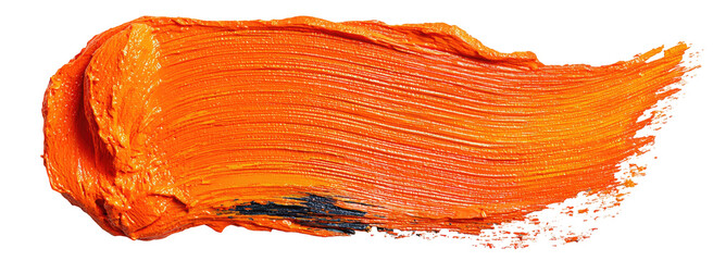 Thick, bold stroke of bright orange paint