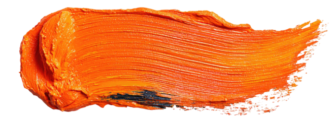 Thick, bold stroke of bright orange paint