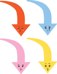 かわいい下向き矢印の感情アイコン