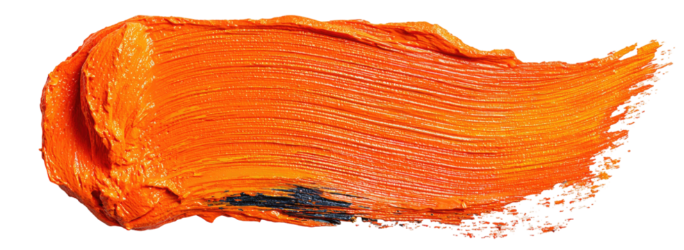 Thick, bold stroke of bright orange paint