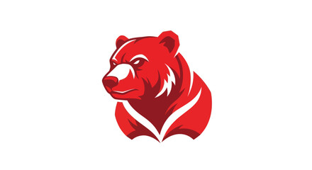 Stylized red bear illustration on white background for graphic design