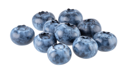 Fresh Bunch of Blueberries with Glazed Appearance on Transparent Background
