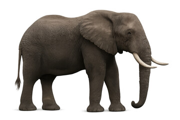 Obraz premium African elephant standing with large tusks, a powerful and iconic wildlife mammal on transparent background