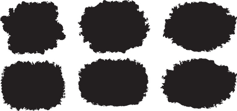 Black paint brush spots, highlighter lines or felt tip pen marker horizontal blobs. Marker pen or brushstrokes and dashes