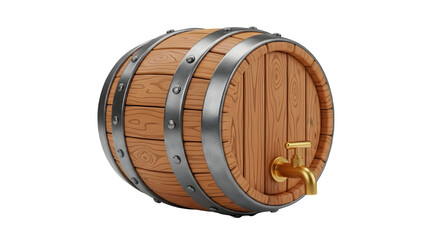 ooden Barrel with Metal Hoops and Spigot, Cute Beverage Container