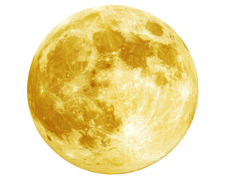 Full, detailed, bright golden moon against a black sky