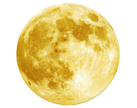 Full, detailed, bright golden moon against a black sky