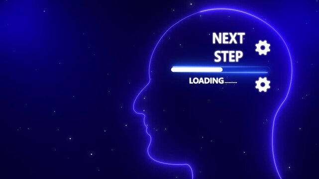 Human Head Profile With Next step loading in Mind. Business creativity and Innovation concept. Abstract Illustration for creative thinking, strategic planning technology, and Futuristic vision.