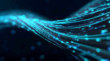 Abstract Data Flow Visualization: A captivating abstract composition showcasing a network of luminous, flowing data streams. This image is a visual representation of the digital era.