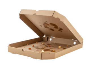 Open cardboard pizza box transparent background cutout png