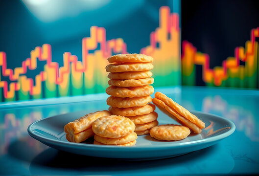 Stacked Crackers and Biscuits Representing Food Commodity Market Growth.