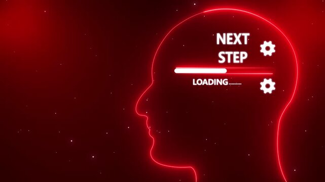 Human Head Profile With Next step loading in Mind. Business creativity and Innovation concept. Abstract Illustration for creative thinking, strategic planning technology, and Futuristic vision.