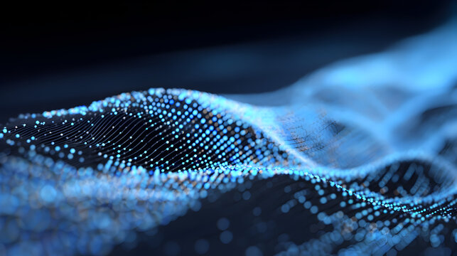 Digital Waves: An evocative and detailed close-up shot of digital wave, this image showcases the intricacies of data visualization and technology.  