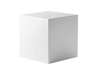 Solid white cube floating against a pure black backdrop