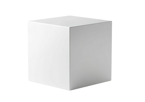 Solid white cube floating against a pure black backdrop