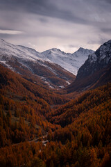 The beauty autumn in Alpine Valley, Piedmont, Italy