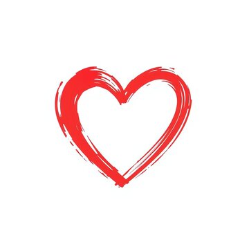 Stylized brush stroke heart icon on a clean white background for romantic design,  brush stroke,  hand drawn