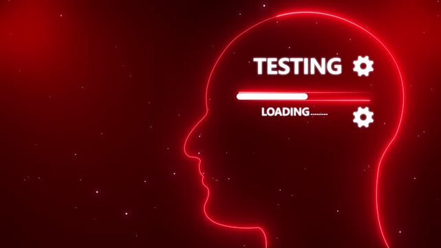 Human Head Profile With Testing loading in Mind. Business creativity and Innovation concept. Abstract Illustration for creative thinking, strategic planning technology, and Futuristic vision.