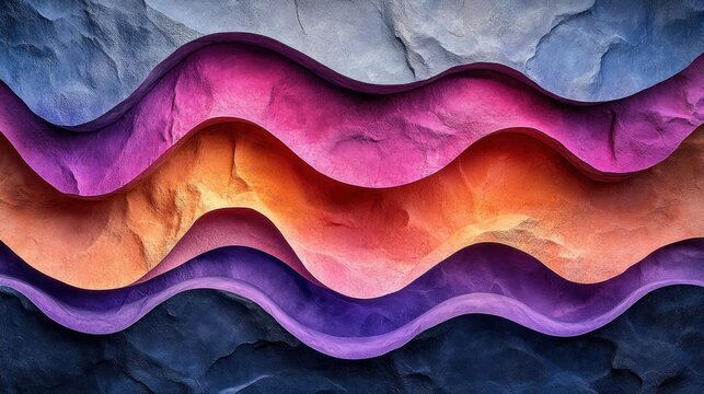 Layered, wavy, colorful rock strata