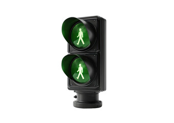 Pedestrian signal displays a bright, safe, green light