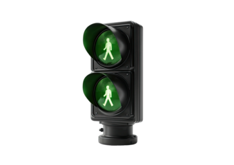 Pedestrian signal displays a bright, safe, green light