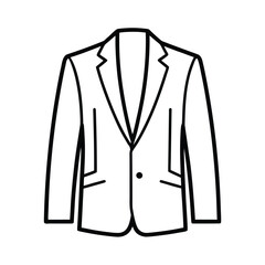 Simple Line Art Icon of a Classic Men's Suit Jacket with Lapels and Button