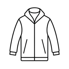 Simple Line Art Icon of a Classic Zip-Up Jacket with Collar and Pockets