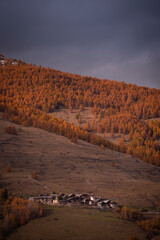 The beauty autumn in Alpine Valley, Piedmont, Italy