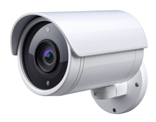 Modern White Security Camera — Minimal Surveillance Tech PNG