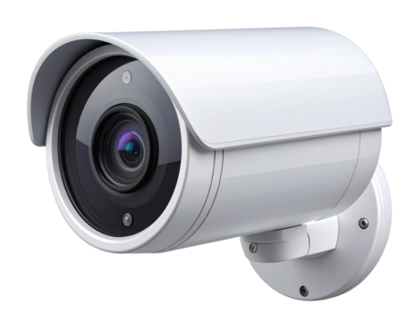 Modern White Security Camera — Minimal Surveillance Tech PNG
