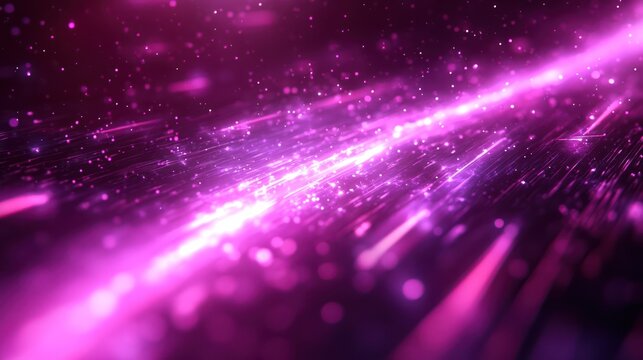 Pink and purple abstract digital art with glowing lines and particles
